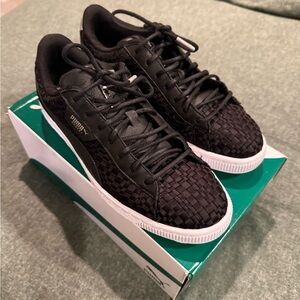 Puma Black Woven Lace-Up Sneakers